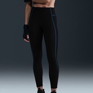 Women's Nike One Black and Blue High-Waisted Leggings Large New